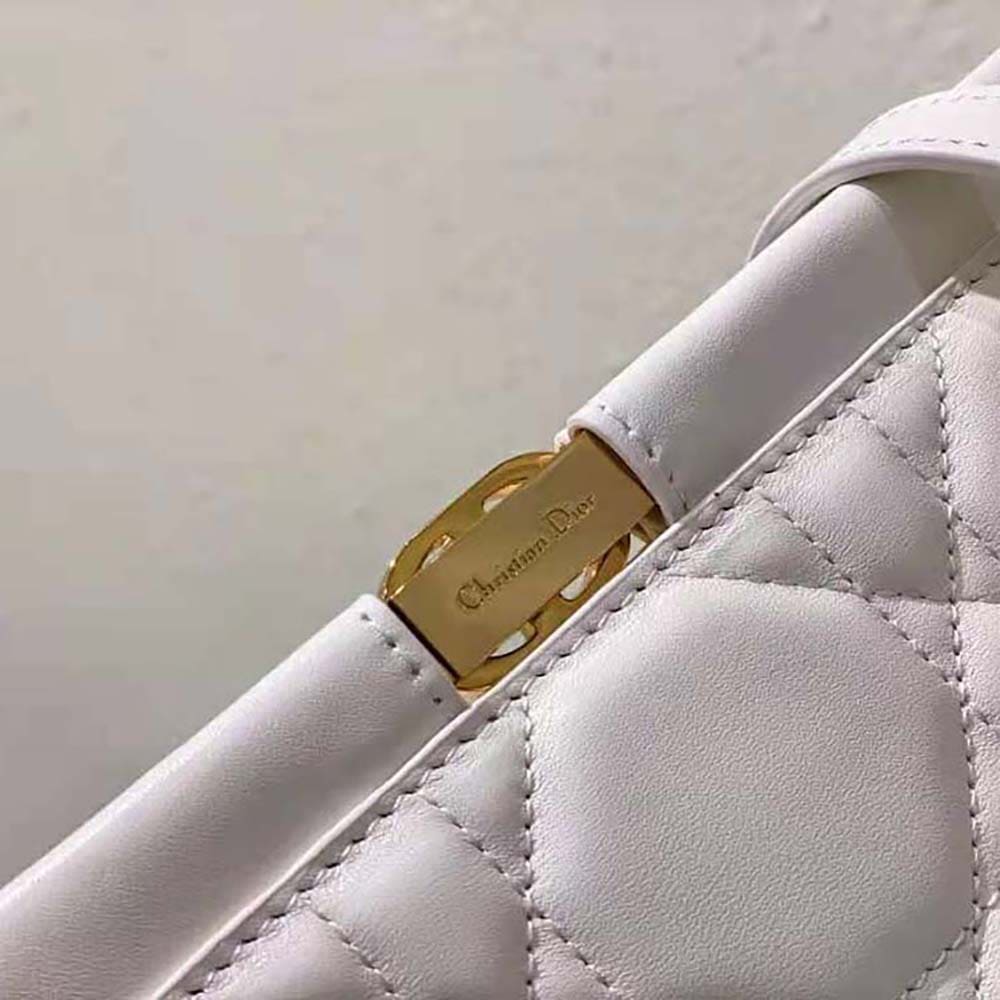 TÚI Dior Women Dior Caro Colle Noire Clutch with Chain Latte Cannage Lambskin