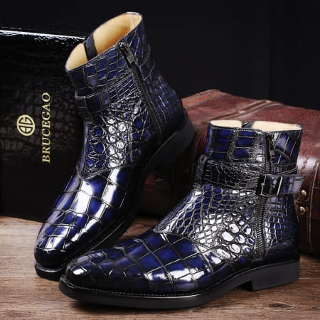 Giày Boots cao cổ da cá sấu thủ công