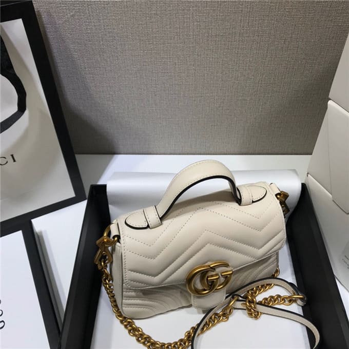 TÚI Gucci GG marmont mini top handle bag white Top Quality