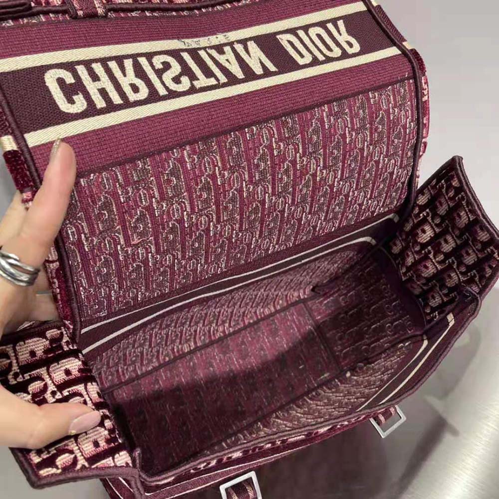 TÚI DIOR Diorcamp Bag Dior Oblique Embroidery-Maroon