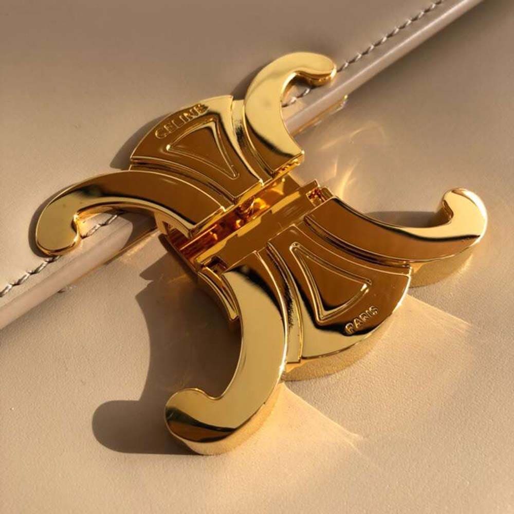 TÚI Celine Women Teen Triomphe Bag in Shiny Calfskin-Sandy