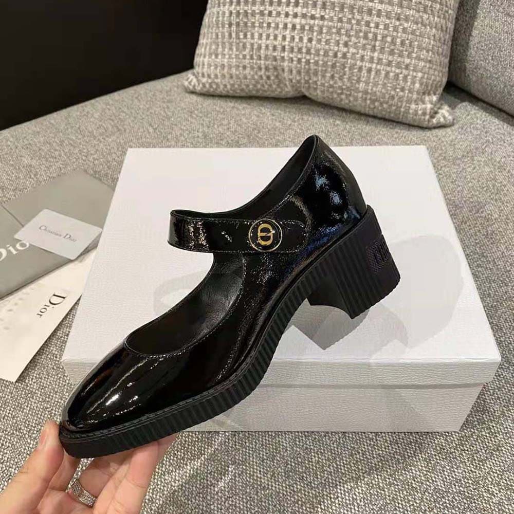 GIÀY Dior Women D-Doll Pump Black Shiny Calfskin