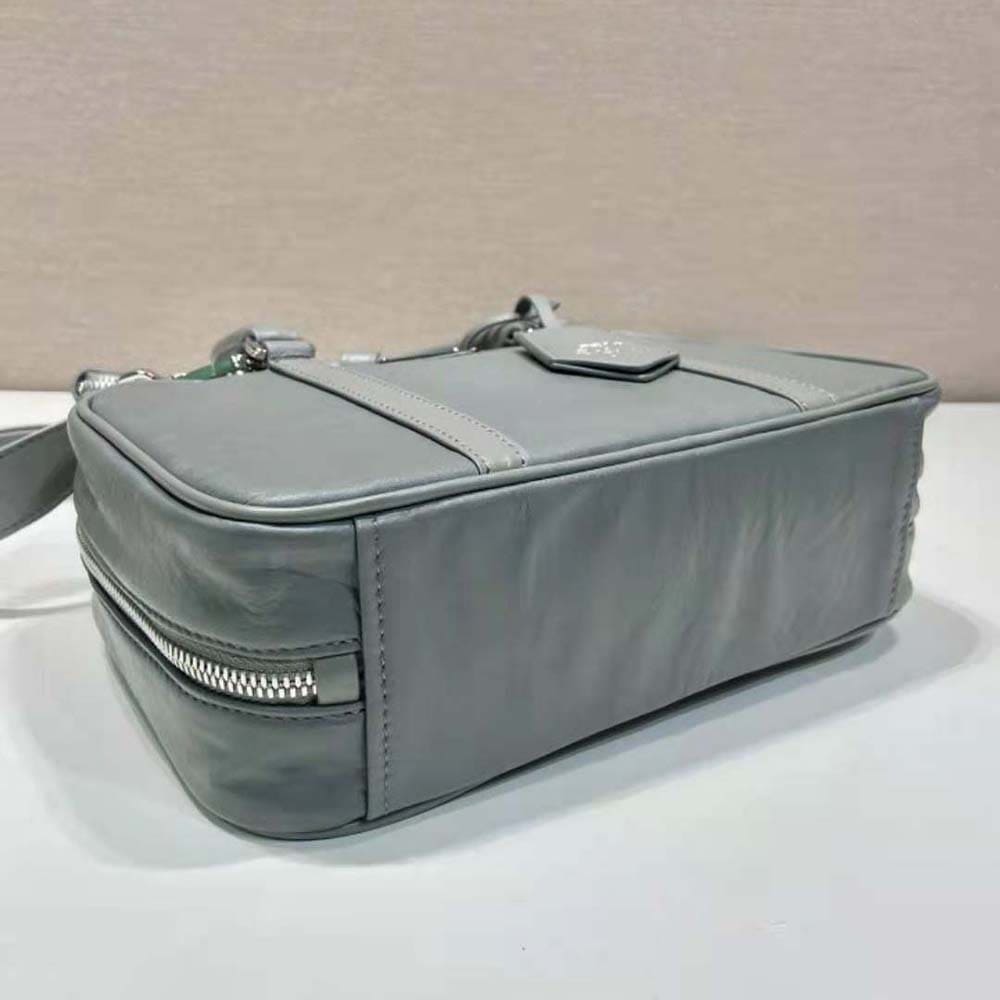 TÚI Prada Women Medium Antique Nappa Leather Top Handle Bag-Gray