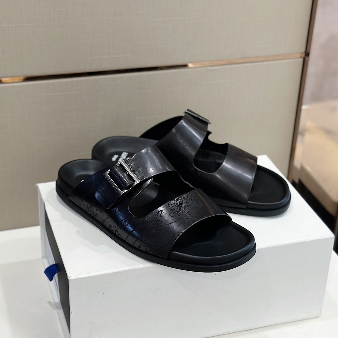 DÉP BERLUTI PATINA LEATHER SLIPPER