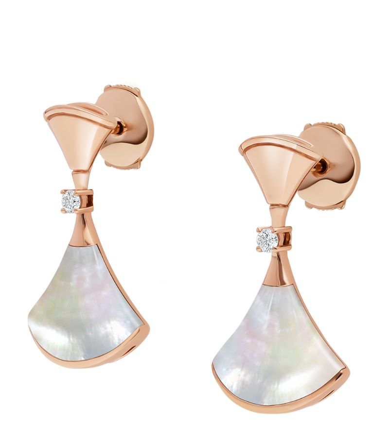 Bông tai BVLGARI Rose Gold, Diamond and Mother-of-Pearl Divas’ Dream Earrings vàng hồng 18K