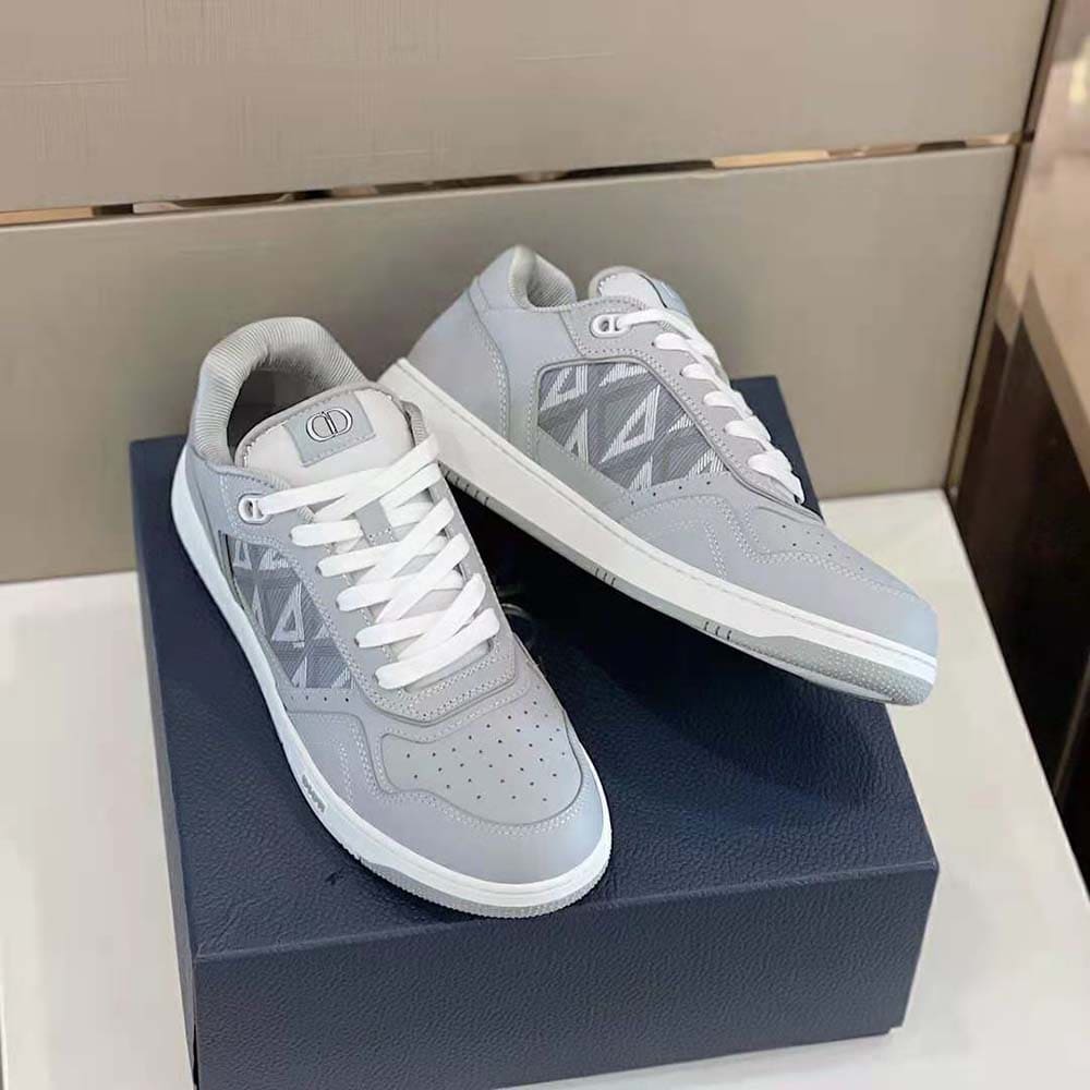 GIÀY DIOR B27 Sneaker Dior Gray Smooth Calfskin and CD Diamond Canvas