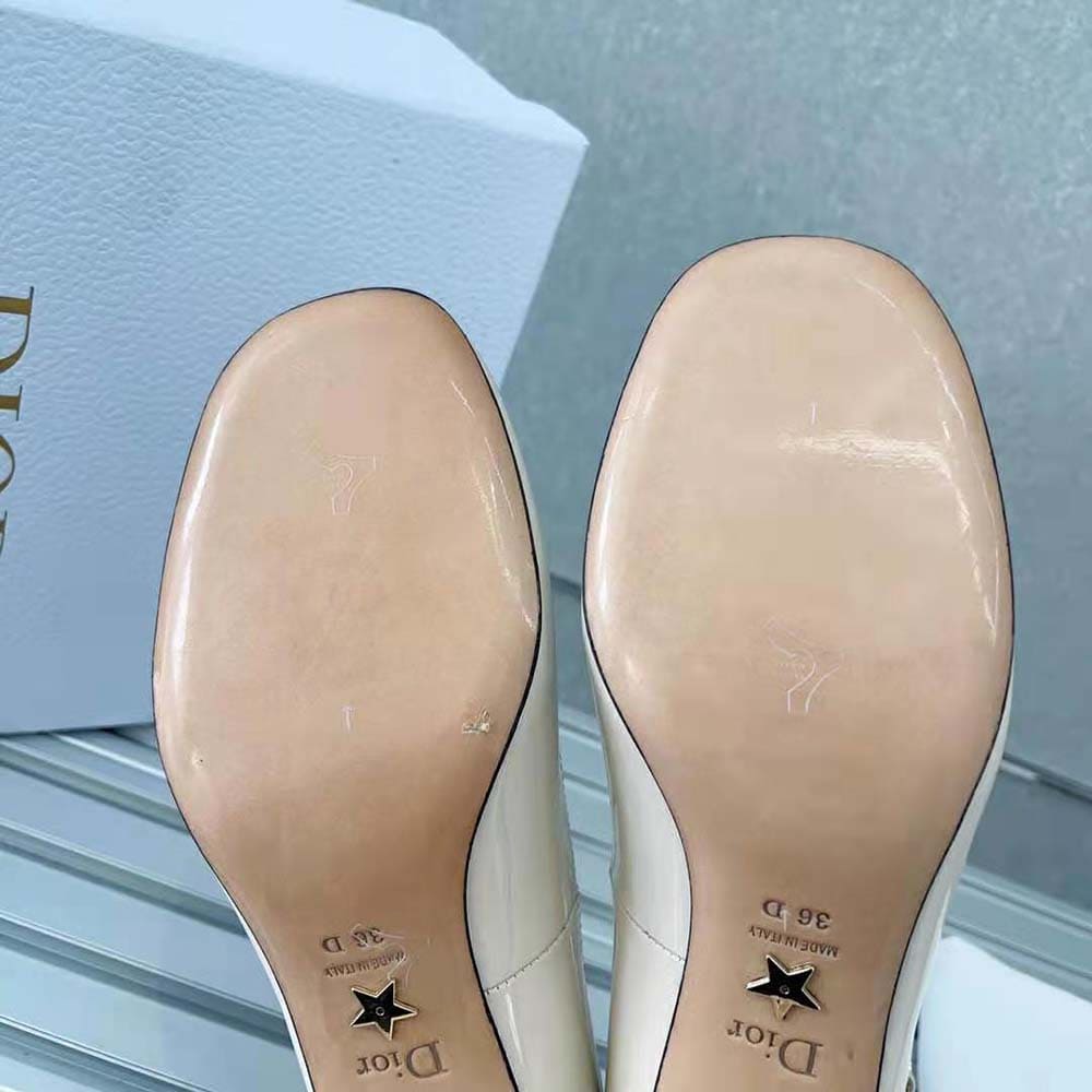 GIÀY Dior Women Aime Dior Ballerina Pump White Patent Calfskin