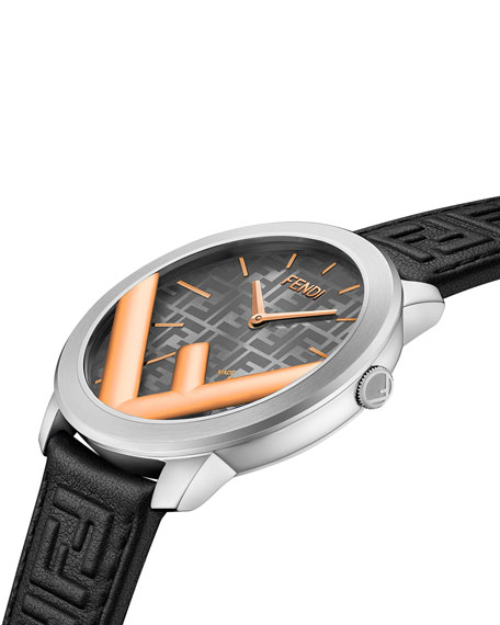 FENDI FF-Embossed Leather Watch
