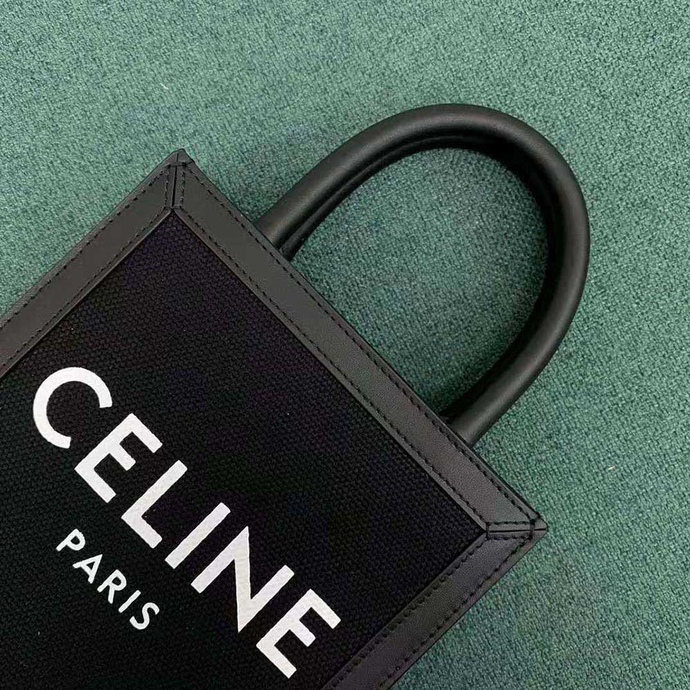 TÚI Celine Women Mini Vertical Cabas Celine in Textile with Celine Print and Calfskinite