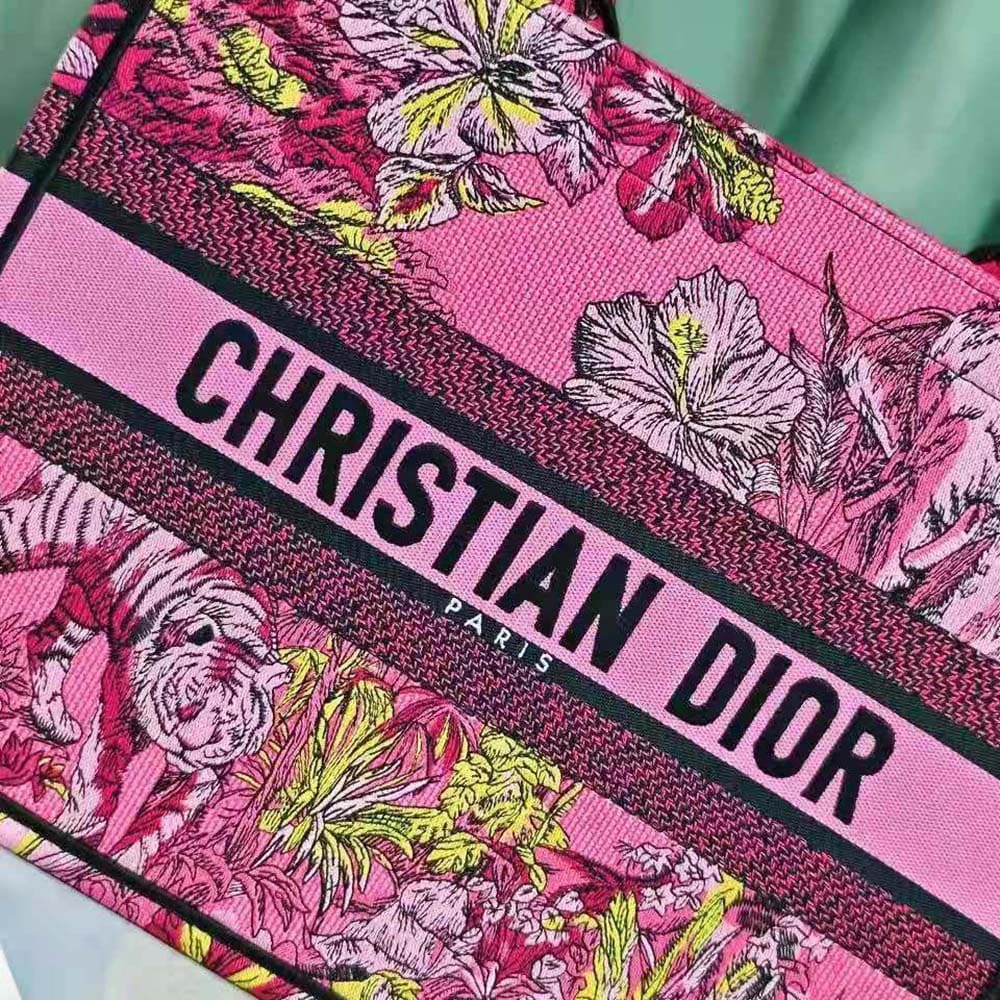 TÚI Dior Women Medium Dior Book Tote Fuchsia Multicolor Toile de Jouy Voyage Embroidery