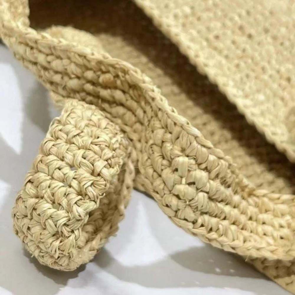 TÚI LOEWE  Mini Slit Bag in Raffia and Calfskin-Beige