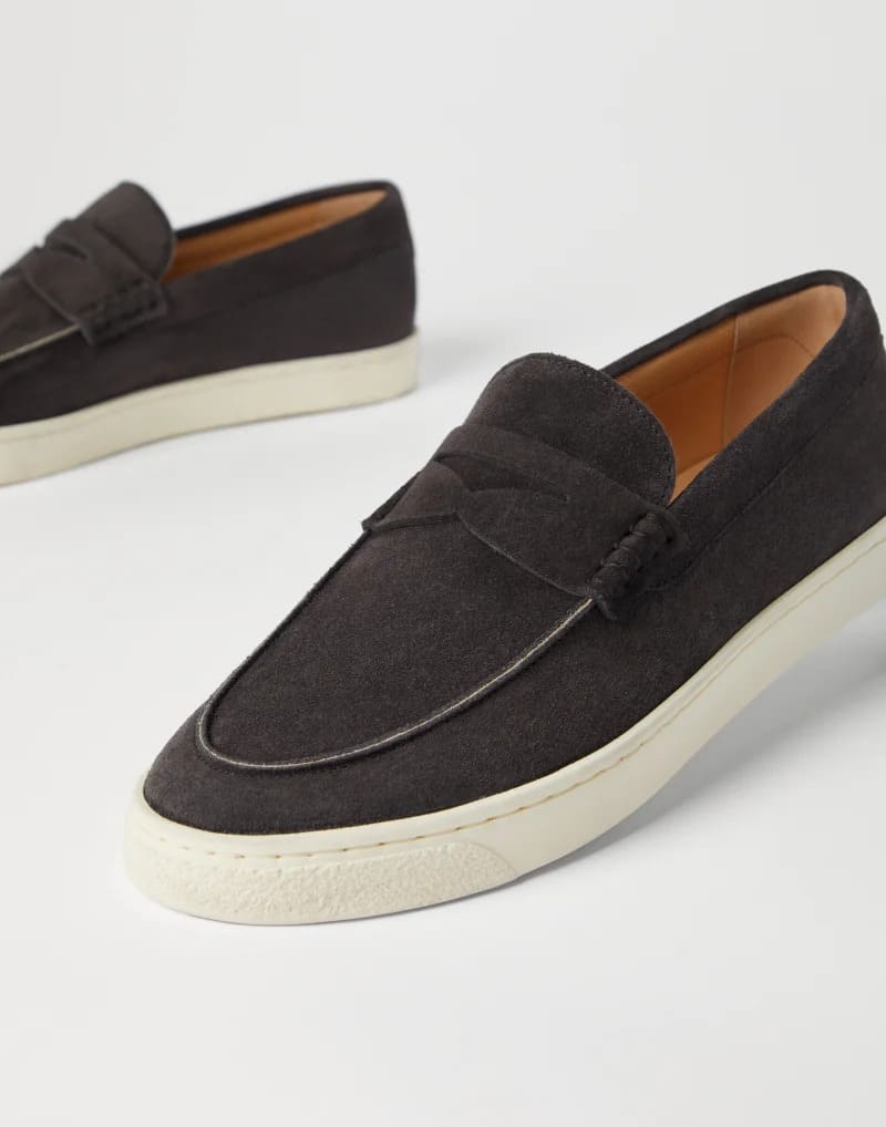 GIÀY BRUNELLO CUCINELLI LOAFERS SUEDE SHOES AAA GIÀY LƯỜI DA LỘN ĐẾ CAO SU