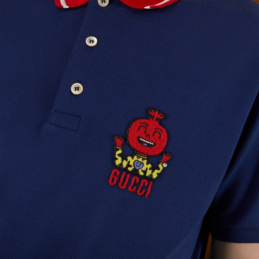 ÁO GUCCI GG Pinapple Smile Chest Polo Shirt