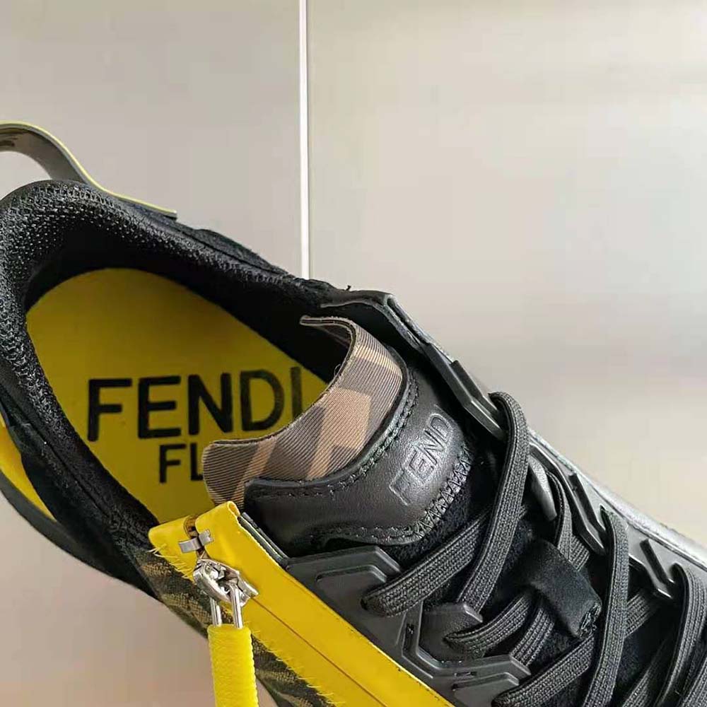 GIÀY FENDI Men Flow Black Leather Low-Tops