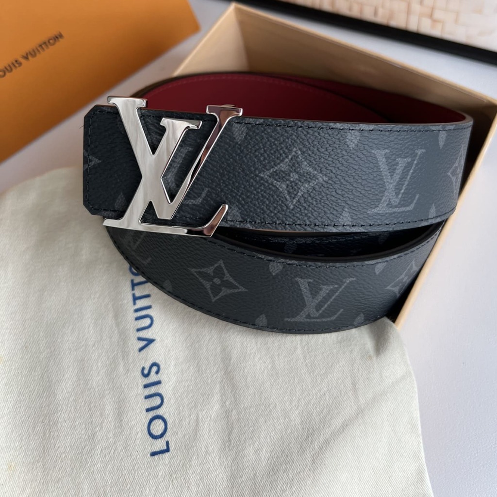 DÂY LƯNG LOUIS VUITTON RED BLACK MONOGRAM LEATHER Khóa trắng