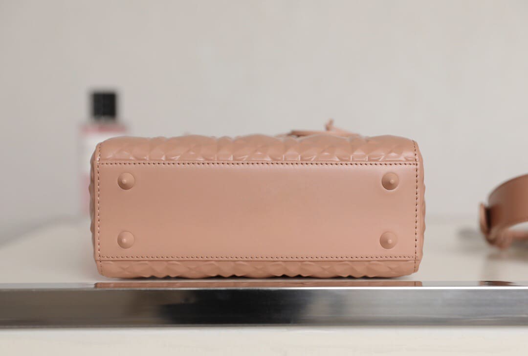 TÚI CHRISTIAN DIOR Small Lady Dior my Abcdior Bag Bag Rose Des Vents Cannage Calfskin with Diamond Motif Top Quality