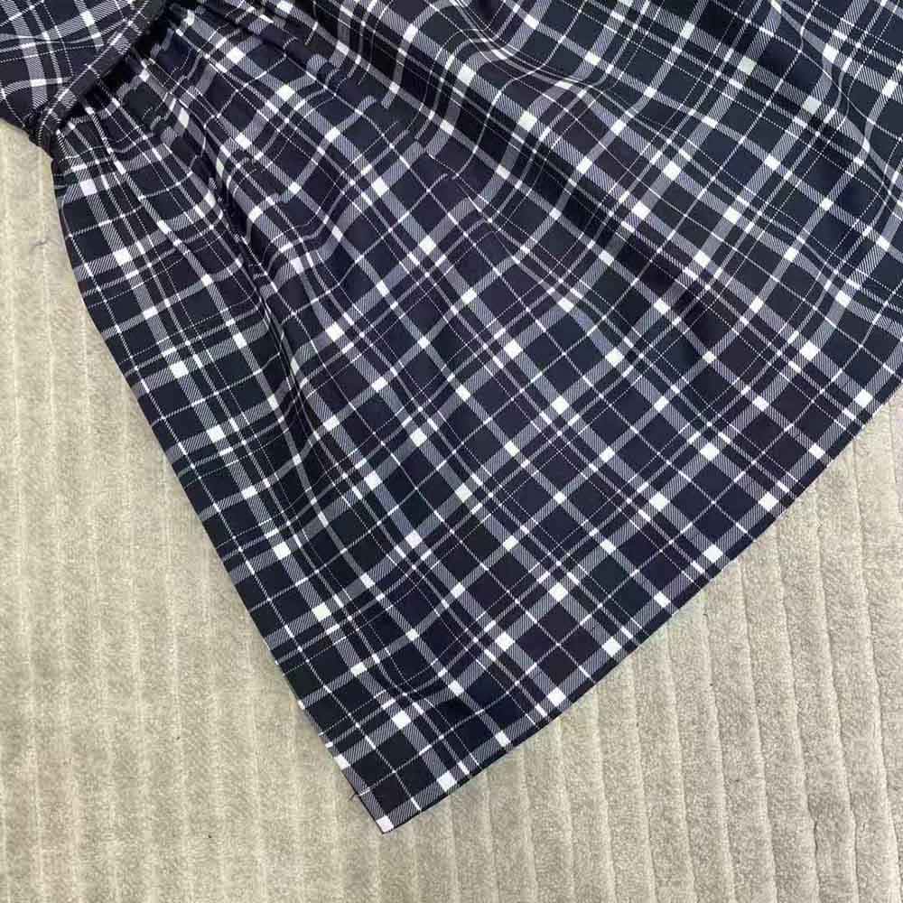 Váy Dior Women Short Wrap-Over Dress Navy Blue Check’n’Dior Pop Wool Twill
