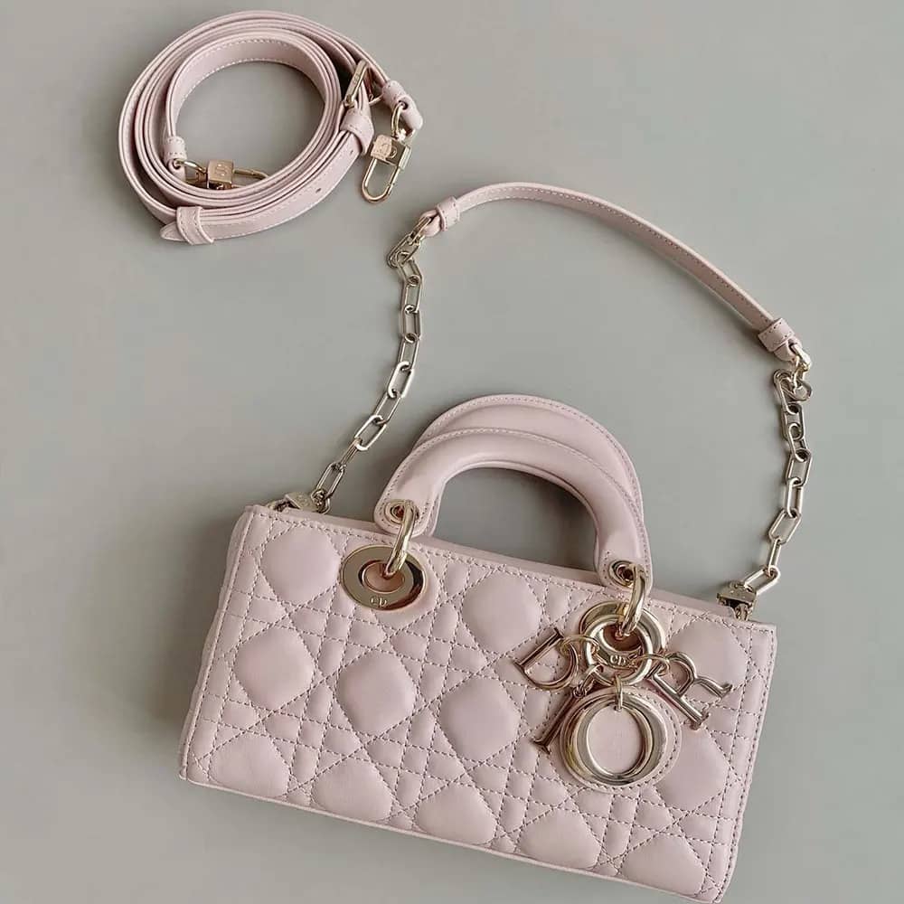 TÚI Dior Women Small Lady D-Joy màu hồng phấn da cừu Cannage