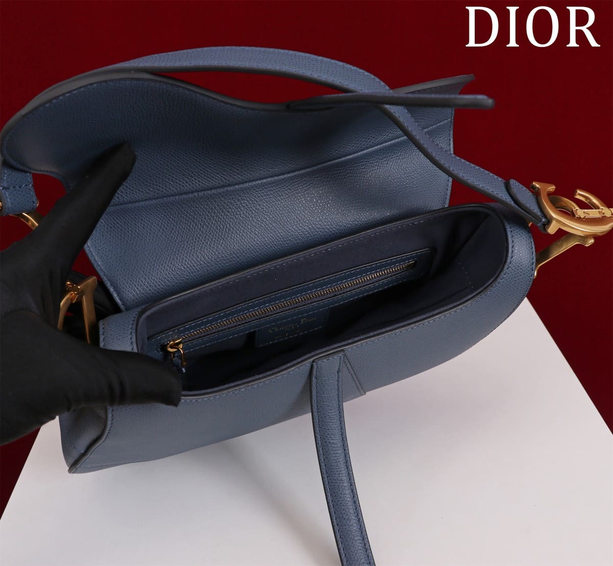 TÚI Dior Women Saddle bag in Calfskin-Navy Top Quality