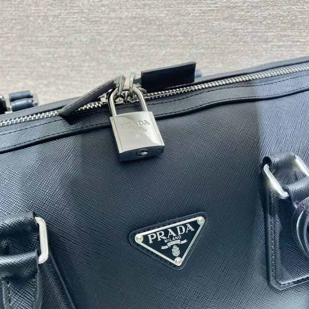 TÚI PRADA Elegant Duffle Bag in Saffiano Leather Travel Bag-Black