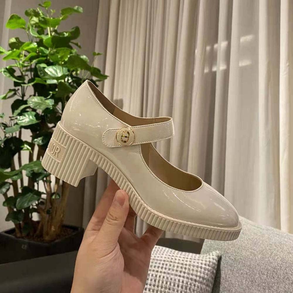 GIÀY Dior Women D-Doll Pump White Shiny Calfskin