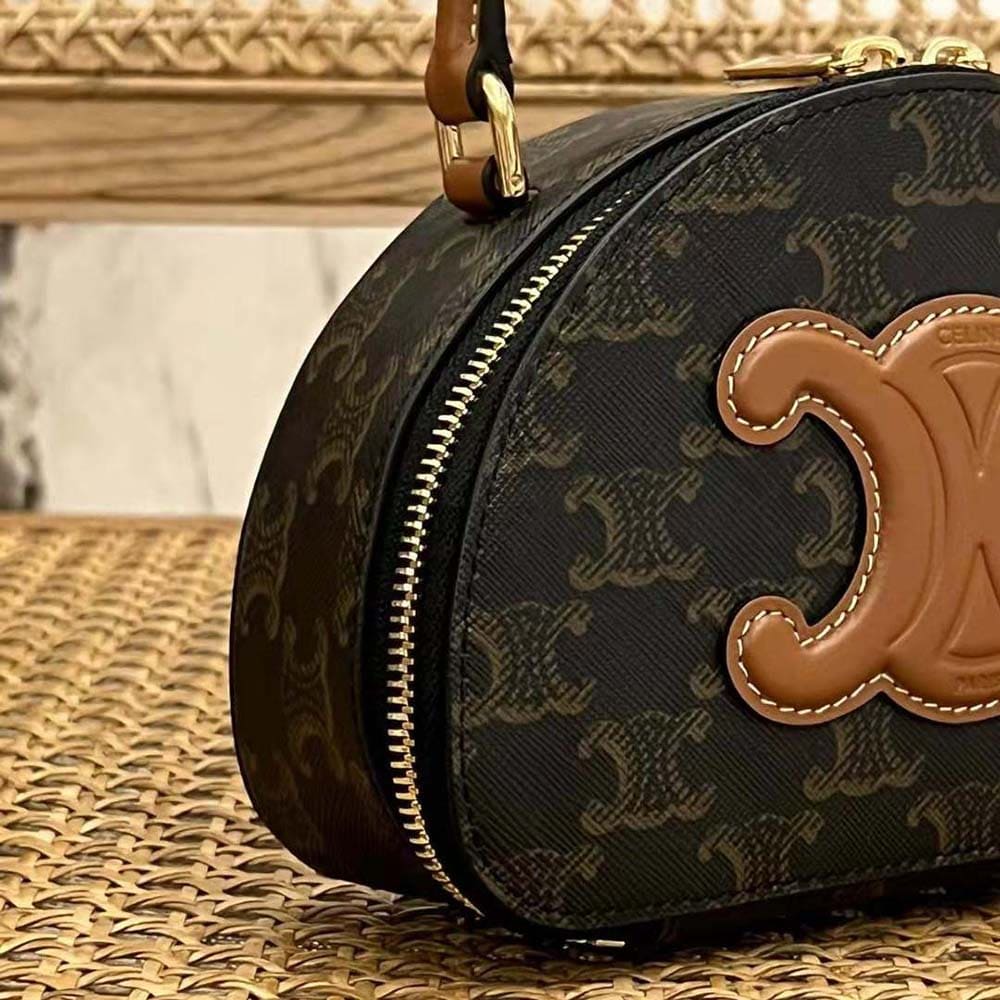 TÚI Celine Women Half Moon Case Cuir Triomphe in Triomphe Canvas and Calfskin