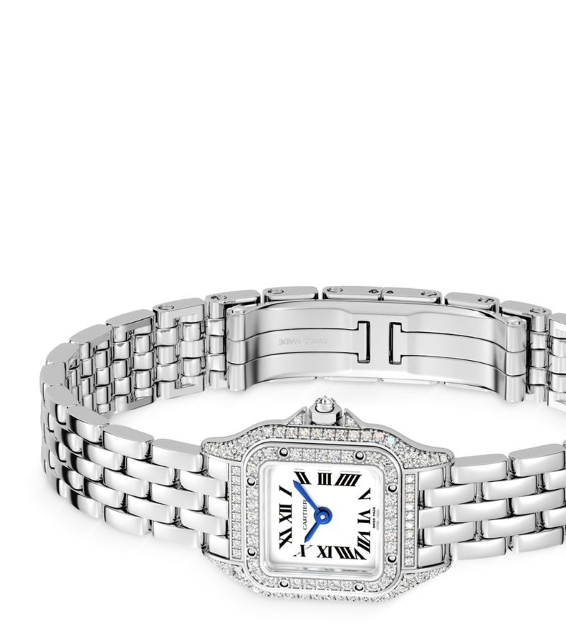Đồng hồ CARTIER Mini White Gold and Diamond Panthère de Cartier Watch 20mm mặt số màu trắng