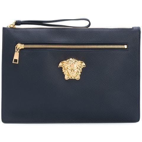 VÍ VERSACE MEDUSA ZIPPED LEATHER POUCH