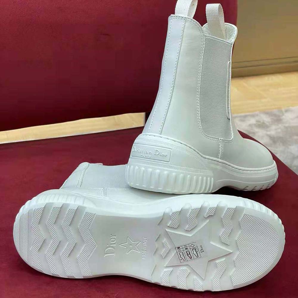 GIÀY Dior Men D-Racer Ankle Boot White Calfskin