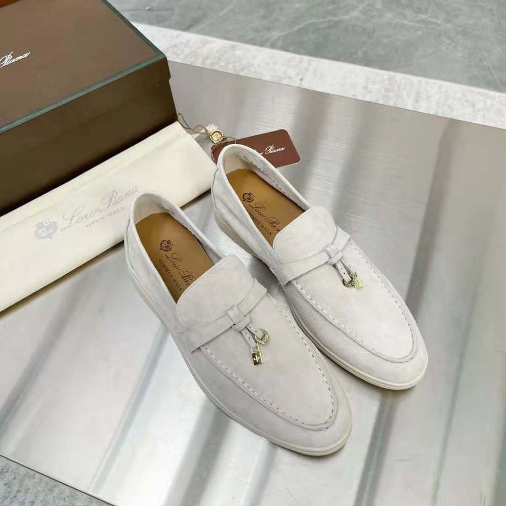 GIÀY LORO PIANA Unisex Summer Charms Walk Loafers-White TOP QUALITY SHOES AAA