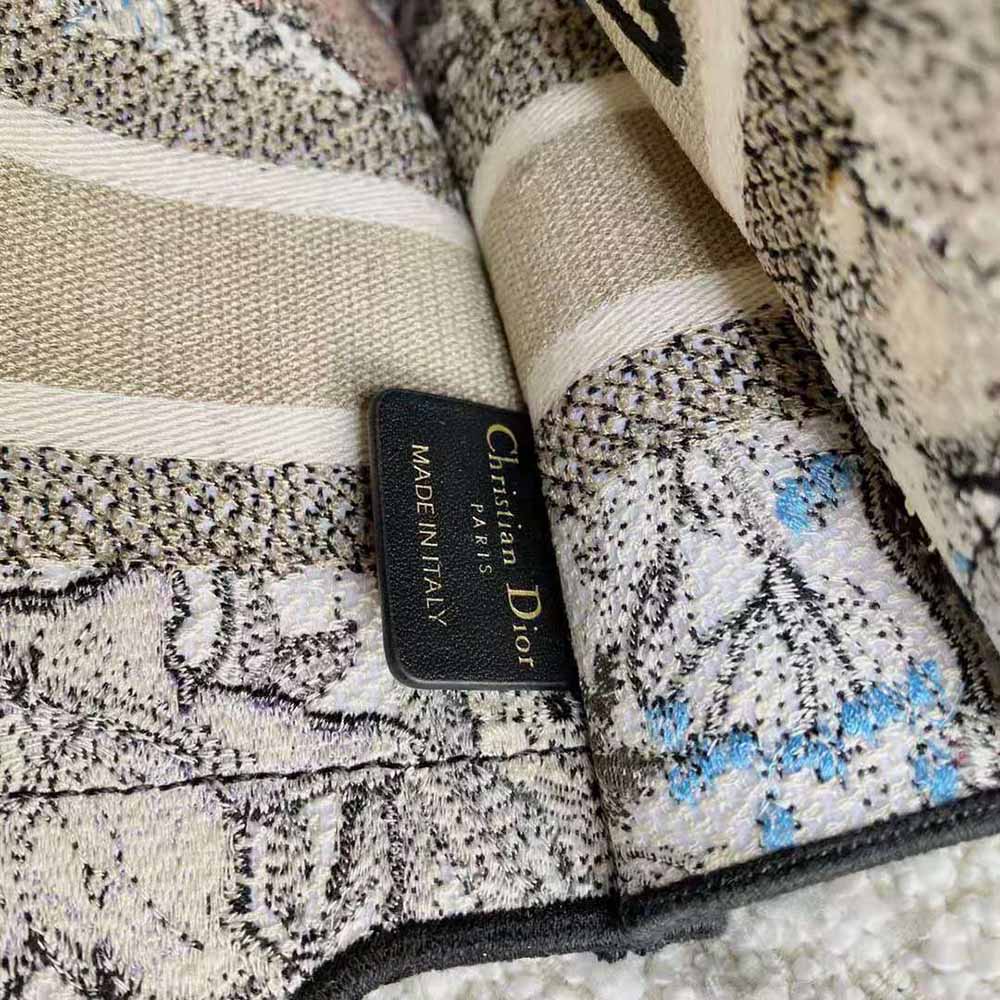 TÚI Dior Women Mini Dior Book Tote Multicolor Mille Fleurs Embroidery