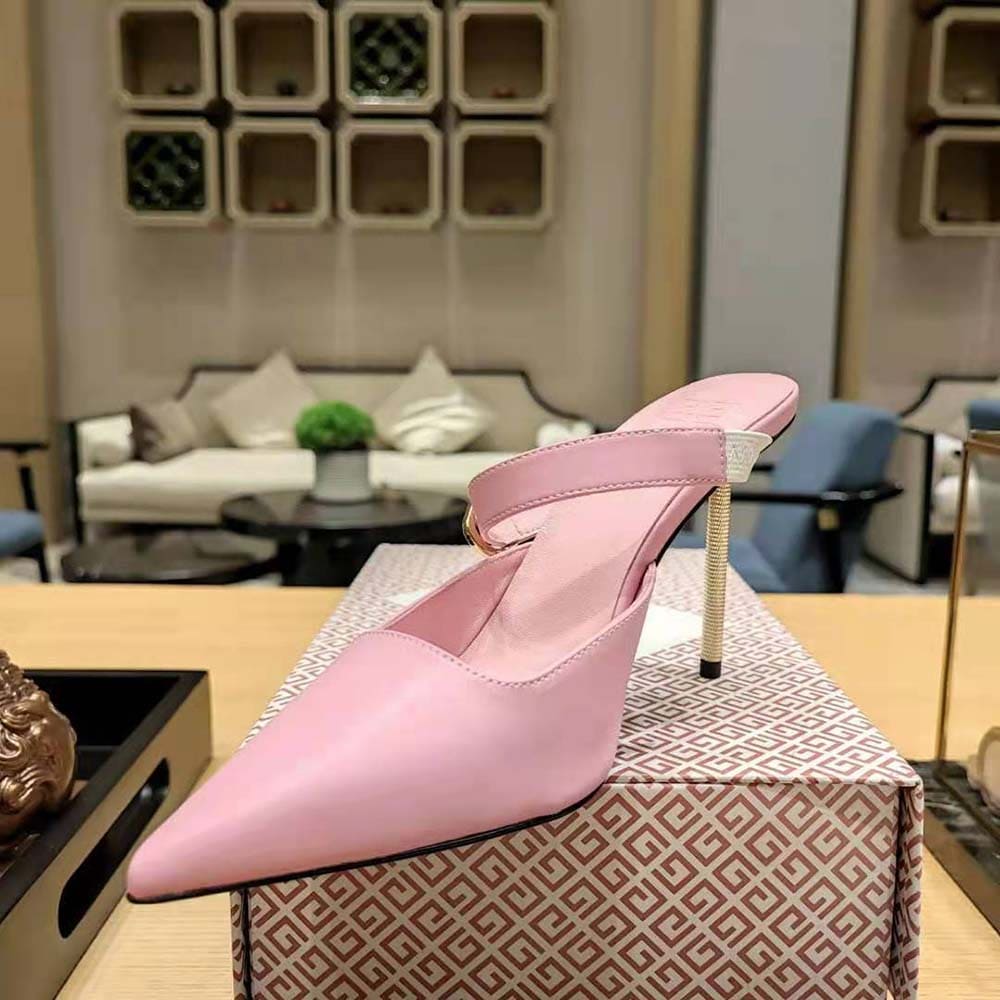 GIÀY Givenchy Women Voyou Slingbacks in Leather-Pink