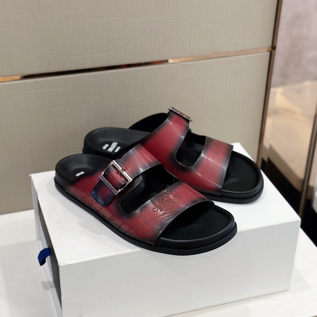 DÉP BERLUTI PATINA LEATHER SLIPPER