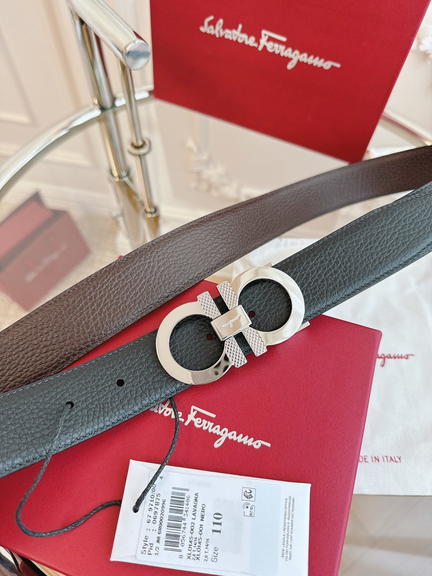 DÂY LƯNG Salvatore Ferragamo Adjustable Gancini Belt Khóa bạc