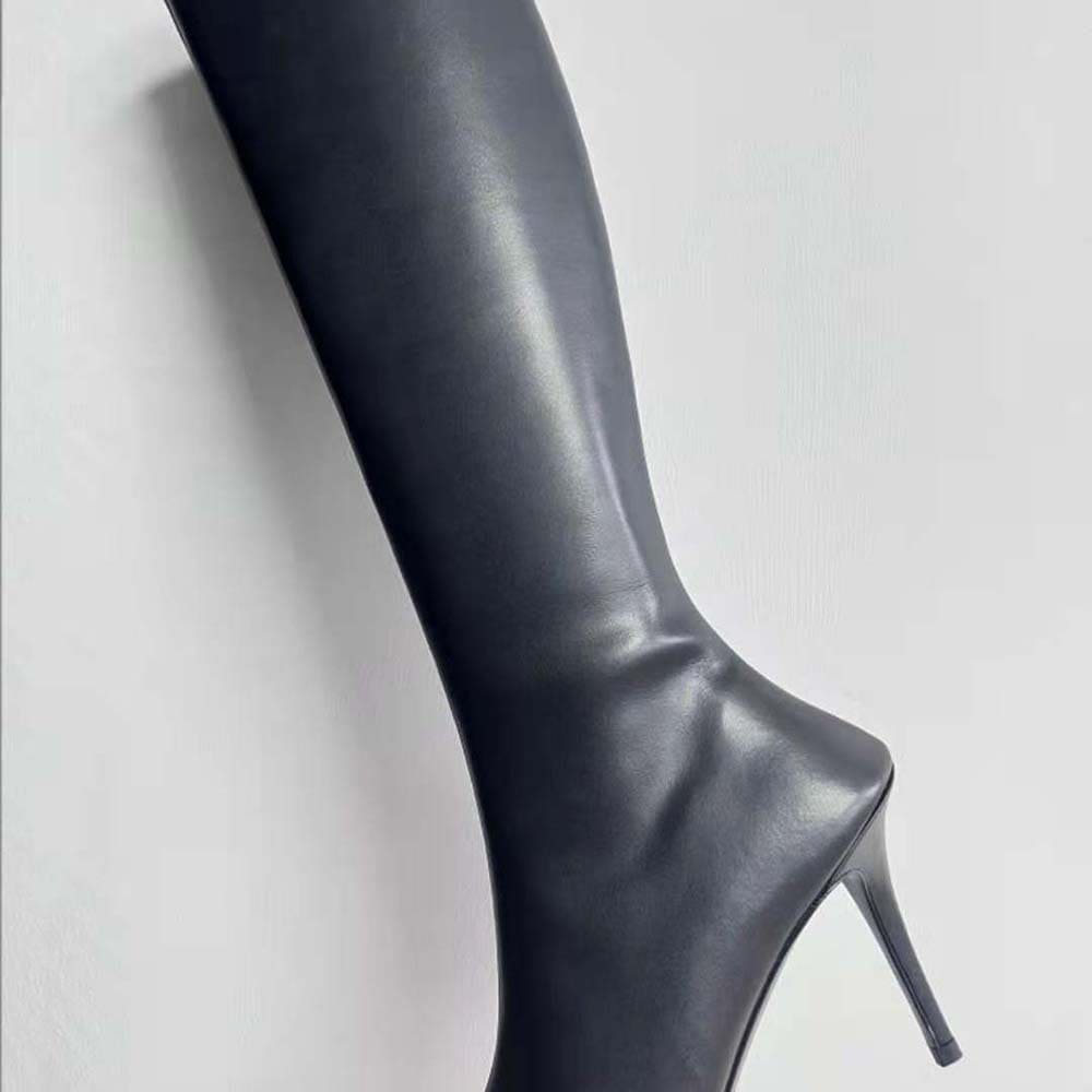 GIÀY Balenciaga Women Witch 110mm Boot in Black Shiny Soft Sheepskin