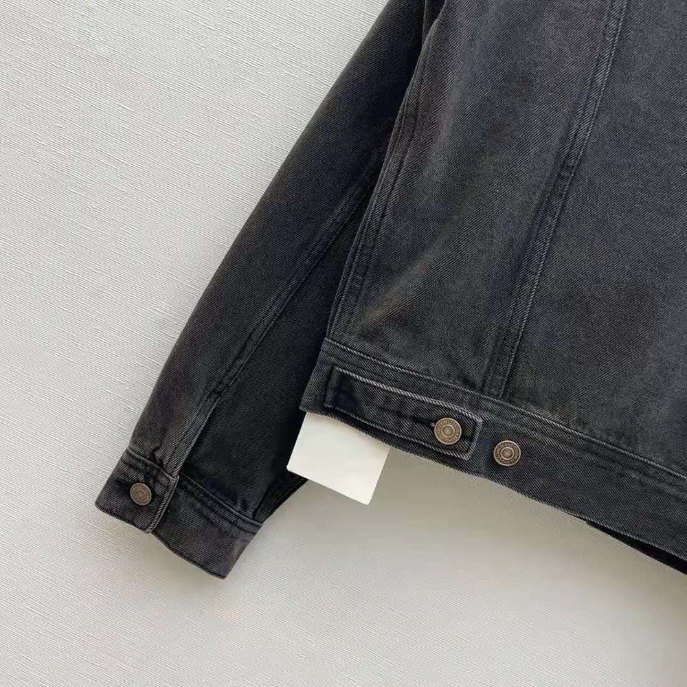 ÁO Celine Men Trucker Jacket in Charcoal Wash Denim