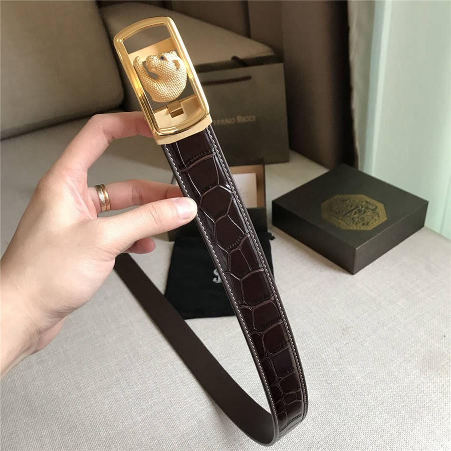 DÂY LƯNG STEFANO RICCI CROCODILE LEATHER DA CÁ SẤU Belt Khóa vàng