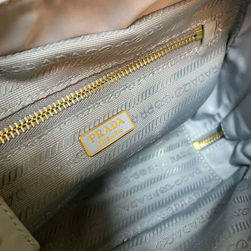 TÚI Prada Women Re-Nylon and Ostrich Leather Two-handle Bag da đà điểu