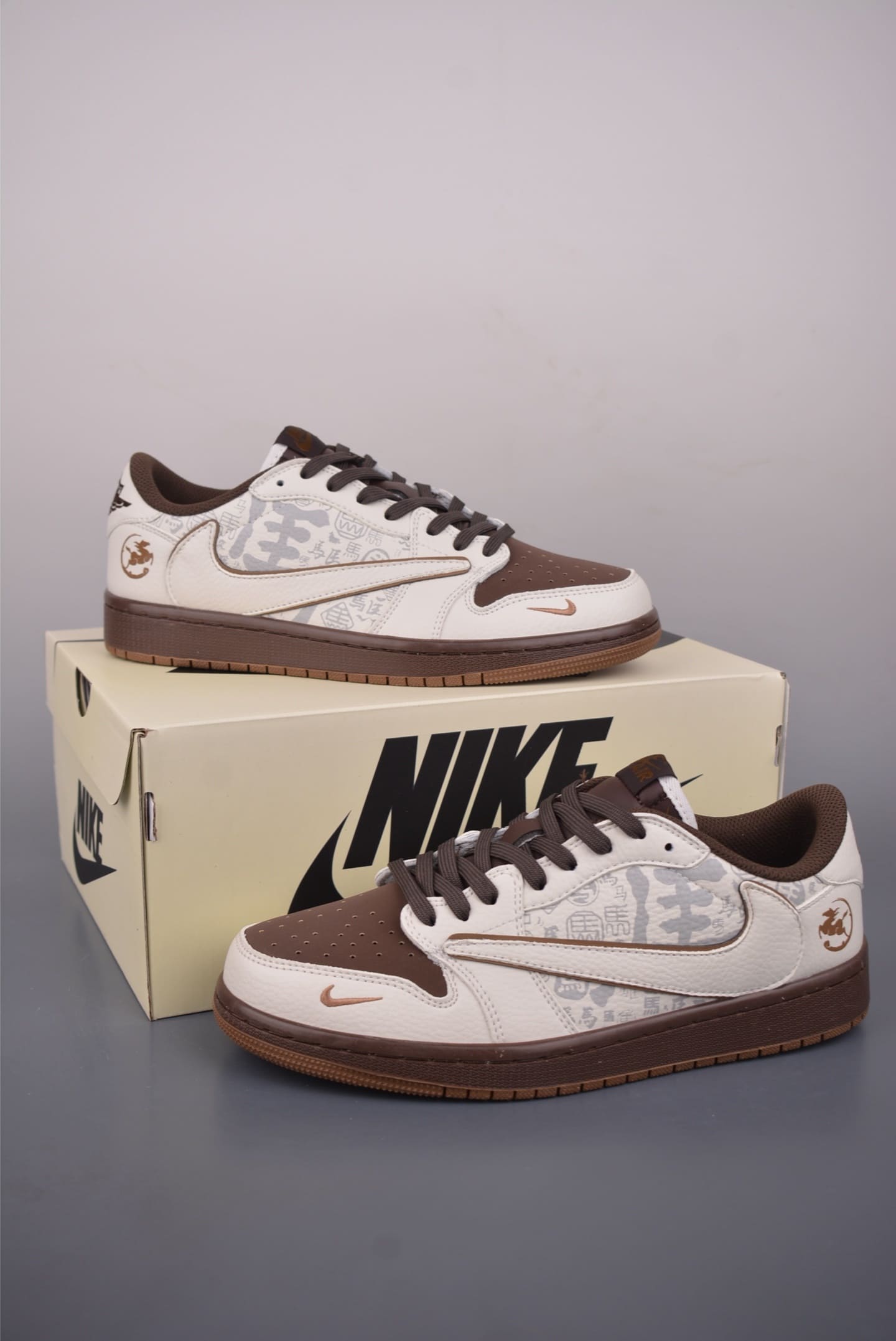 GIÀY TRAVIS SCOTT X AIR JORDAN 1 LOW PHIÊN BẢN GIỚI HẠN NĂM NGỰA NÂU BE BURGUNDY TOP QUALITY SHOES AAA