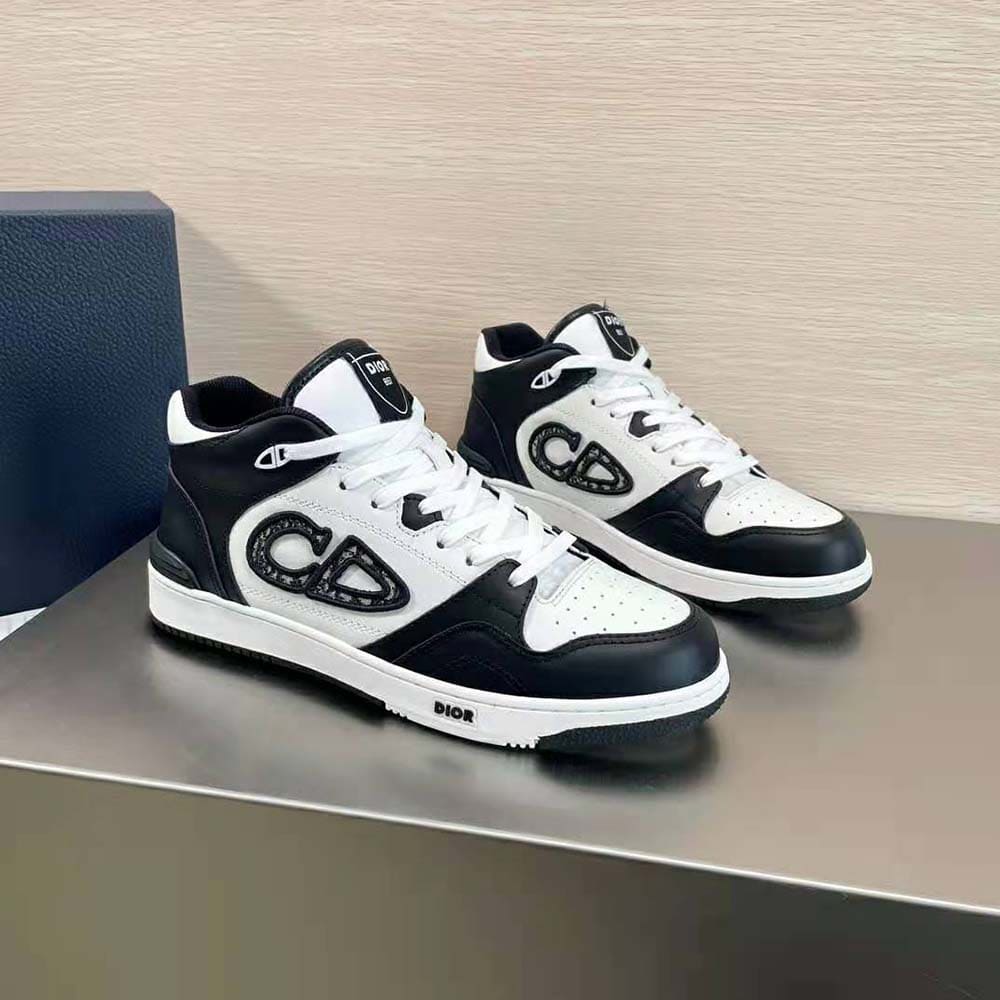 GIÀY DIOR B57 Mid-Top Sneaker Black and White Smooth Calfskin