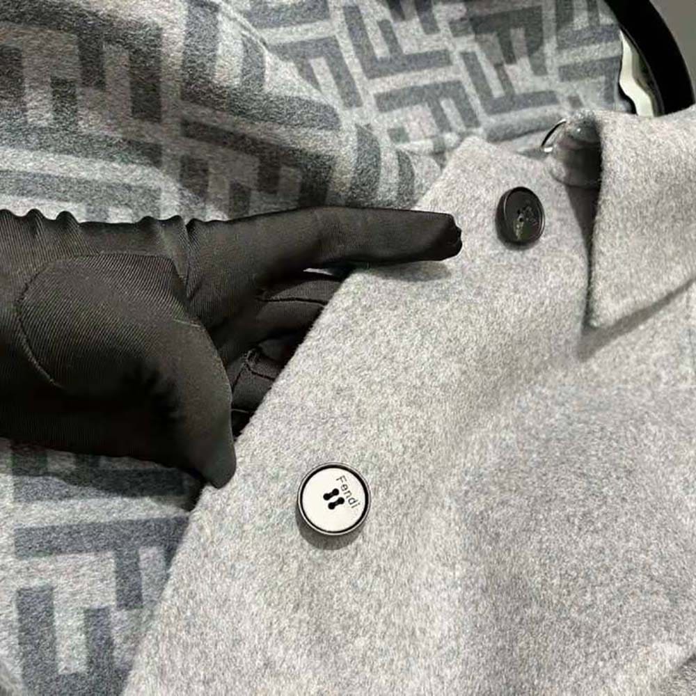 ÁO Fendi Women Coat Gray Wool Overcoat