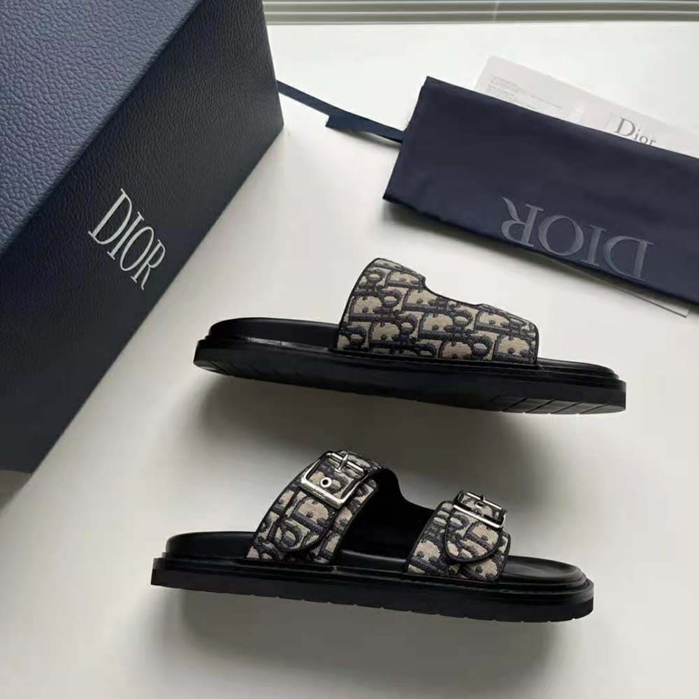 DÉP SANDAL DIOR Màu Be và Đen Dior Oblique Jacquard