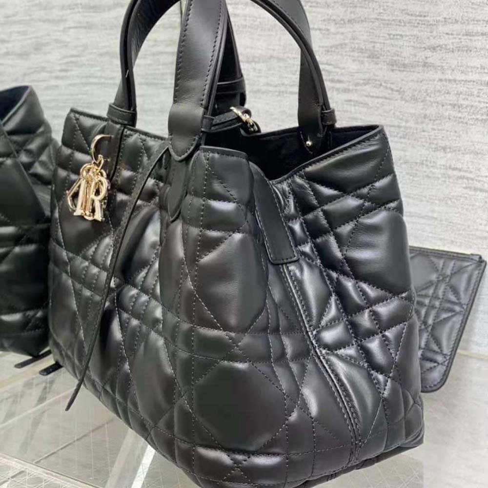 TÚI Dior Women Medium Dior Toujours Bag Black Macrocannage Calfskin