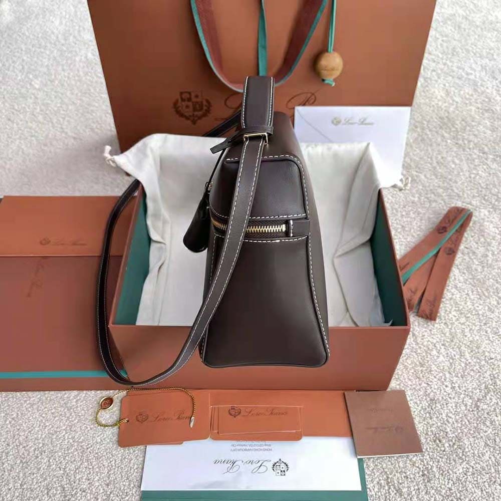 TÚI Loro Piana Women Extra Bag in Calfskin Leather-Brown