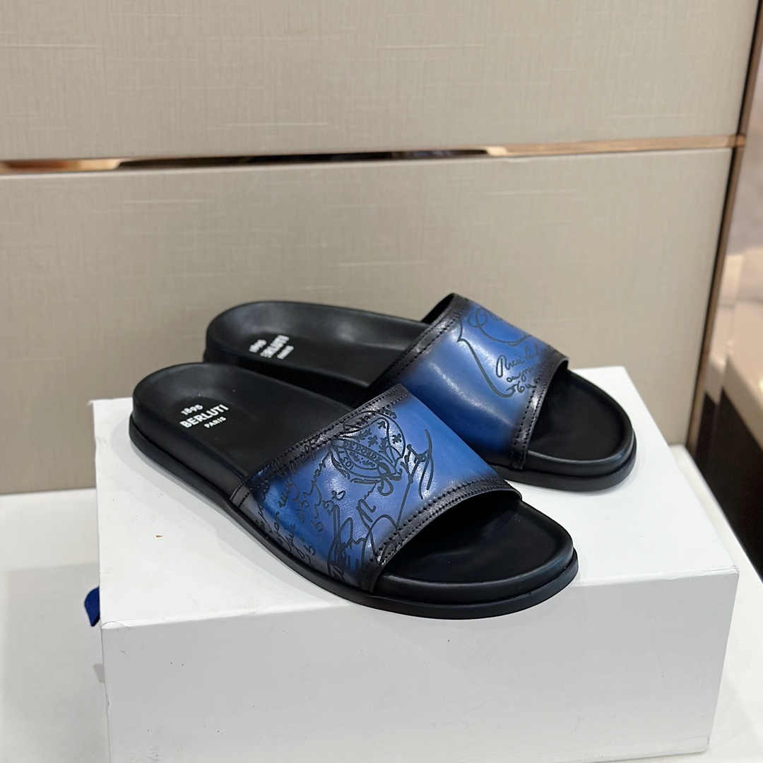 DÉP BERLUTI PATINA LEATHER SLIPPER