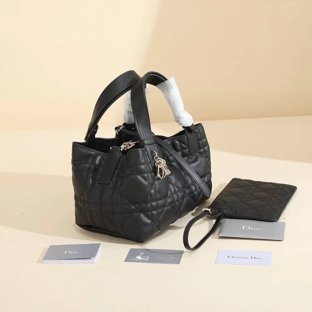 TÚI Dior Toujours màu đen Macrocannage Calfskin cỡ nhỏ