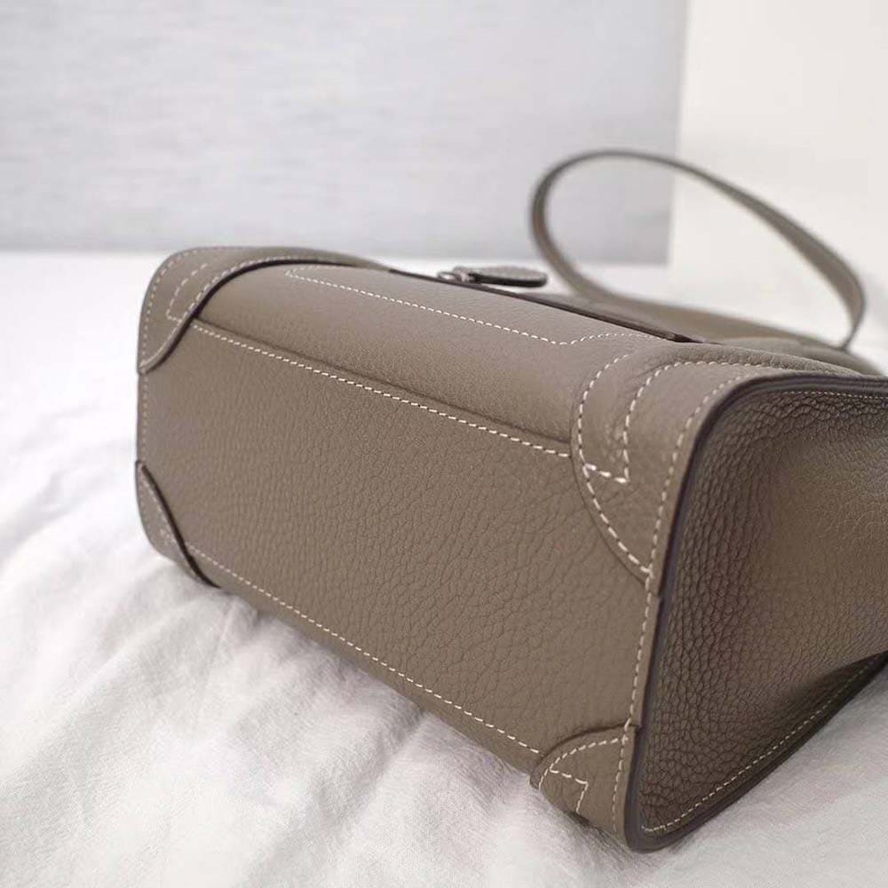 TÚI Celine Women Mini Luggage Handbag in Baby Drummed Calfskin-Brown