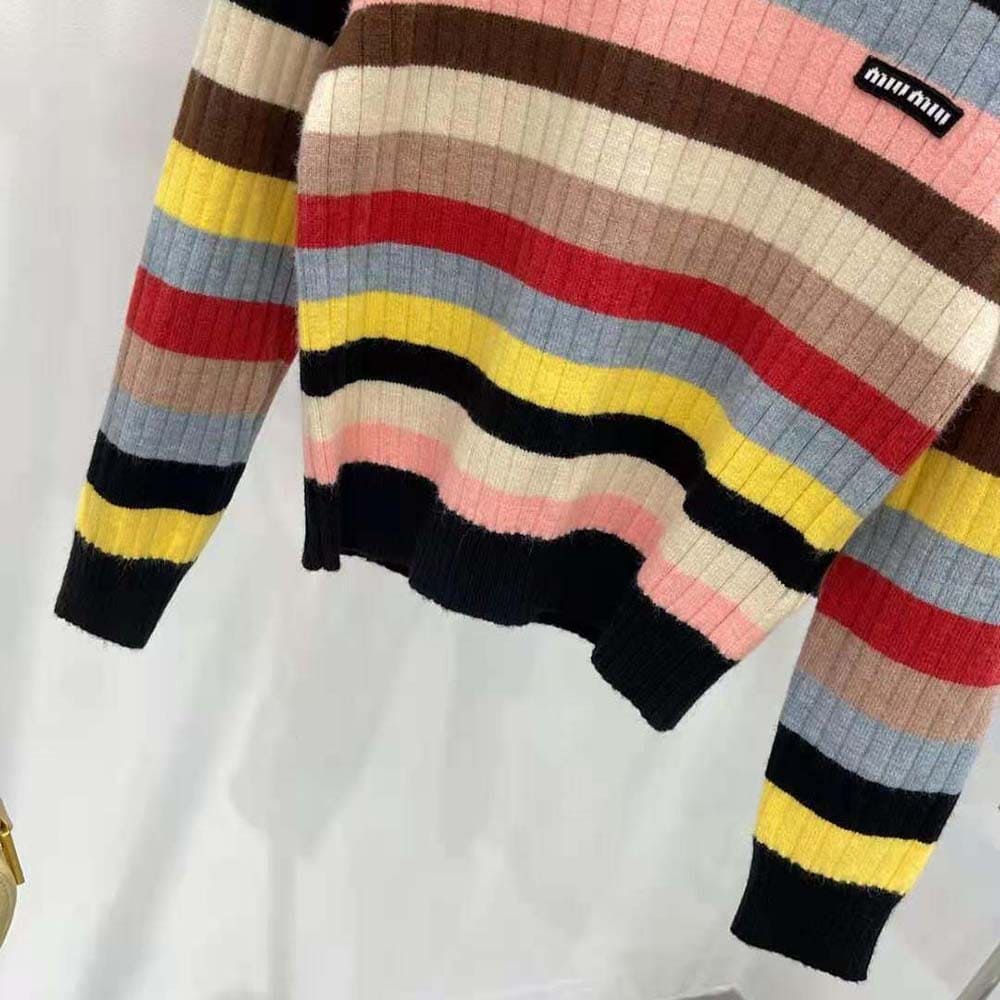 ÁO Miu Miu Women Cashmere Sweater with Logo Patch