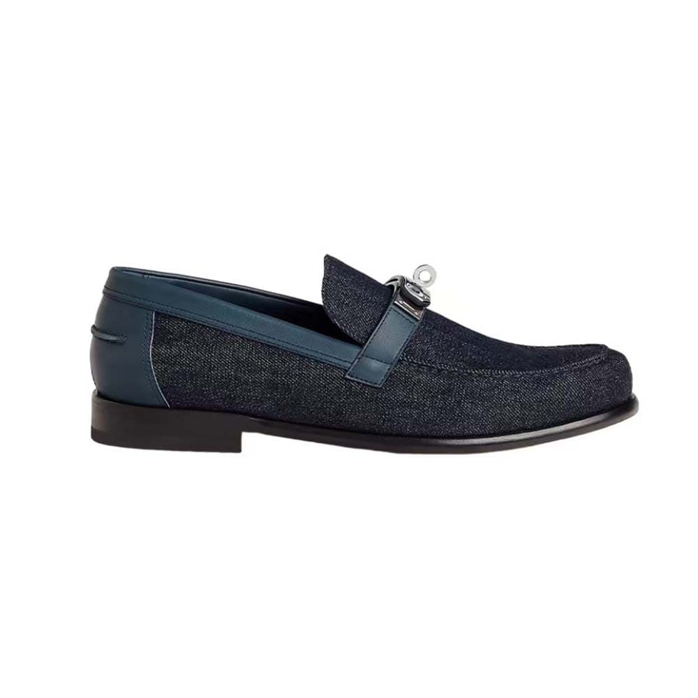 GIÀY HERMES Men Destin Loafer in Denim and Calfskin TOP QUALITY SHOES AAA