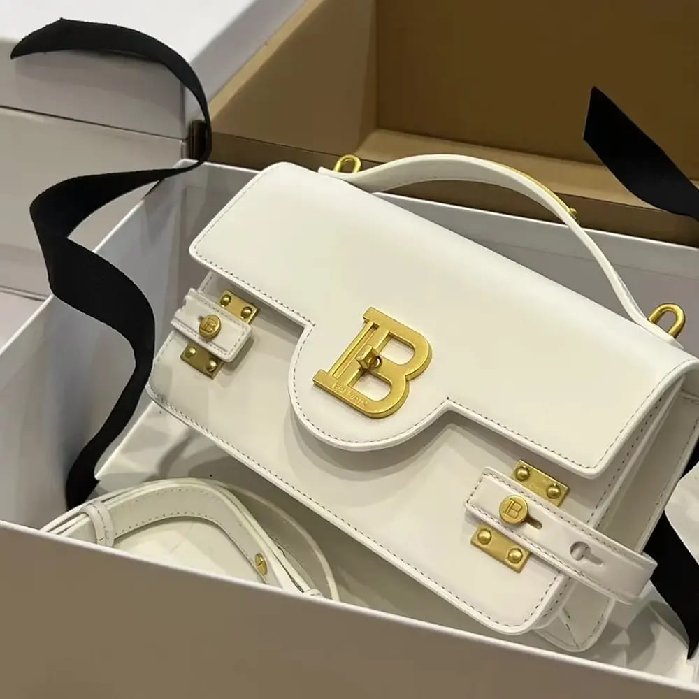 TÚI BALMAIN Women Smooth Leather B-Buzz 24 Bag-Black